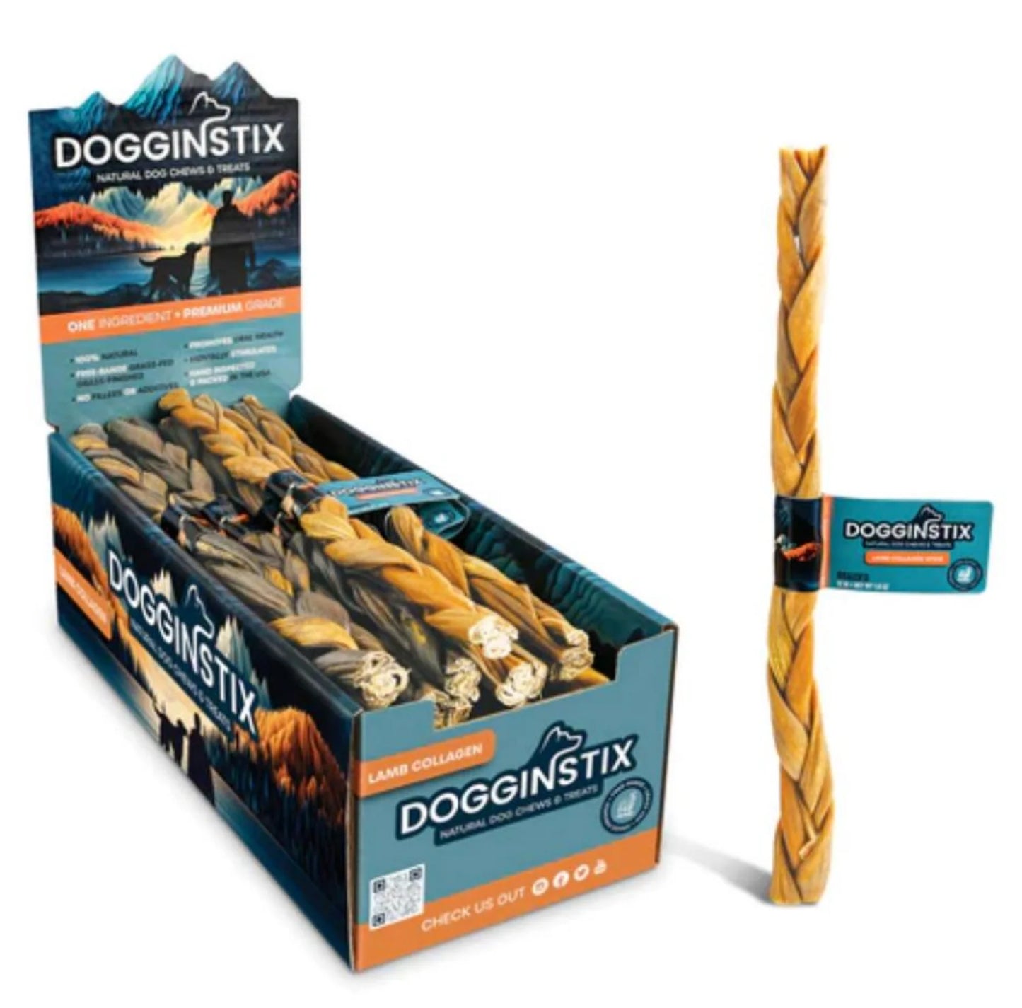 Doggin Stix Braided Lamb Collagen 12"