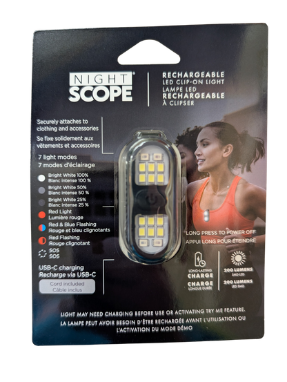 Night Scope LED Clip On Light Asst. Colours
