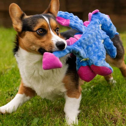 goDog Periwinkle Dragon with Chew Guard Technology Dog Toy