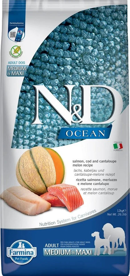 Farmina N&D Ocean Salmon, Cod & Cantaloupe Med/Maxi Dog Food