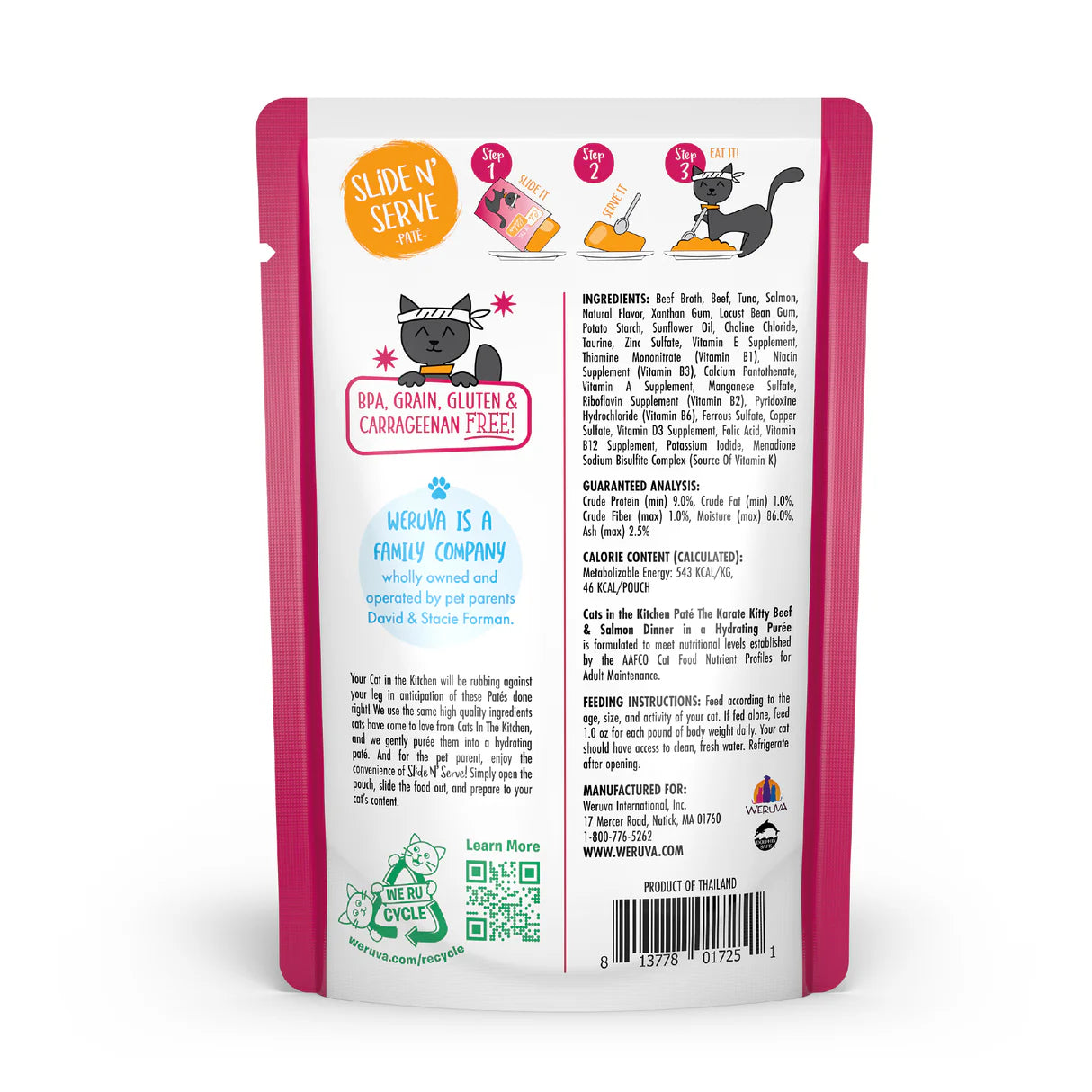 Weruva Cats In The Kitchen The Karate Kitty Beef & Salmon Dinner in Hydrating Puree for Cats 3oz