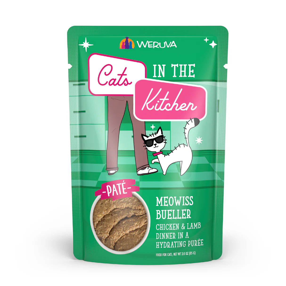 Weruva Cats In The Kitchen Meowiss Bueller Chicken & Lamb Dinner in a Hydrating Puree for Cats 3oz