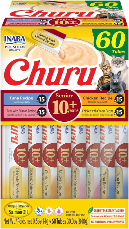 Inaba Churu Senior 10+ Variety 20 Pack - Chicken and Chicken with Cheese
