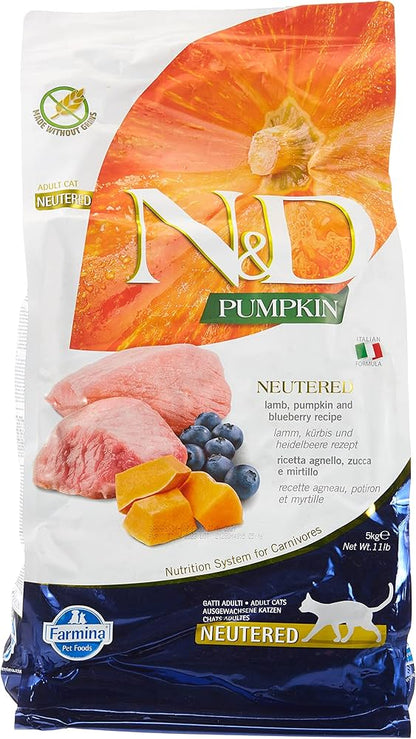 Farmina N&D Adult Neutered Lamb, Blueberry & Pumpkin for Cats