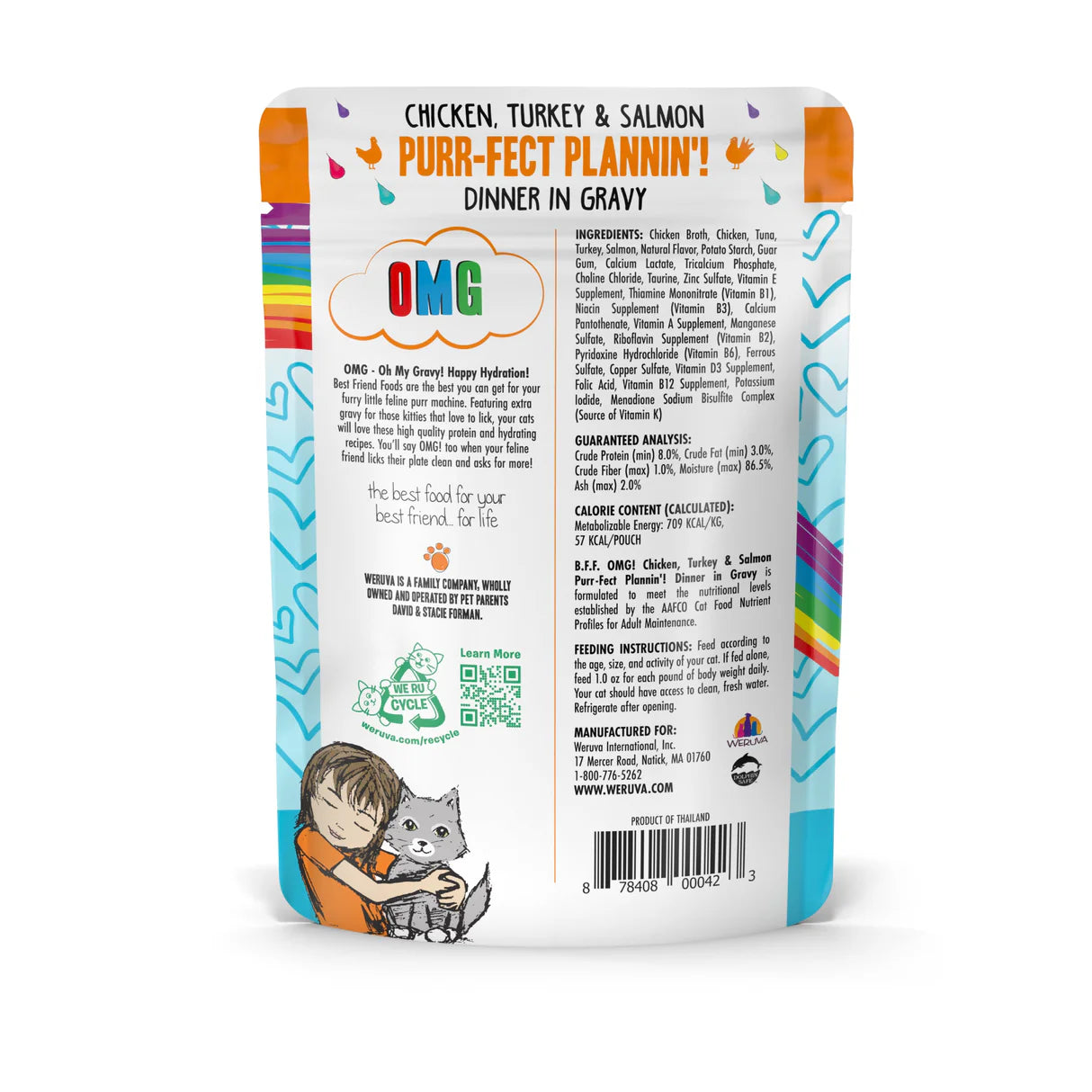 Weruva BFF OMG Chicken, Turkey, & Salmon Purr-Fect Plannin! Dinner in Gravy for Cats 2.8oz