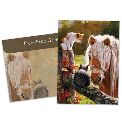 Tree Free Greetings🍁 Pony and Cats Blank Card