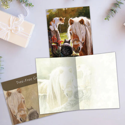 Tree Free Greetings🍁 Pony and Cats Blank Card