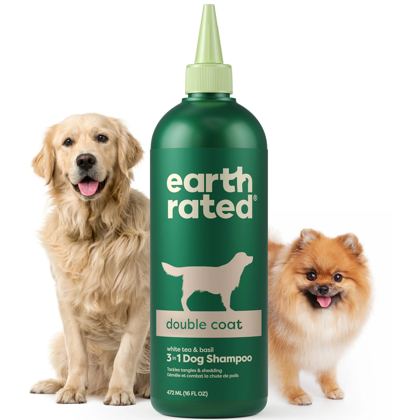 Earth Rated🍁 Double Coat White Tea & Basil 3-in-1 Grooming Shampoo 16oz