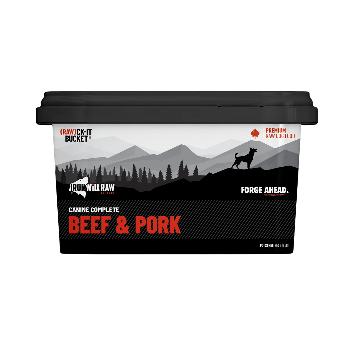 Iron Will Raw®🍁 (RAW)ck-It Bucket Beef & Pork Frozen Dog Food 3lb