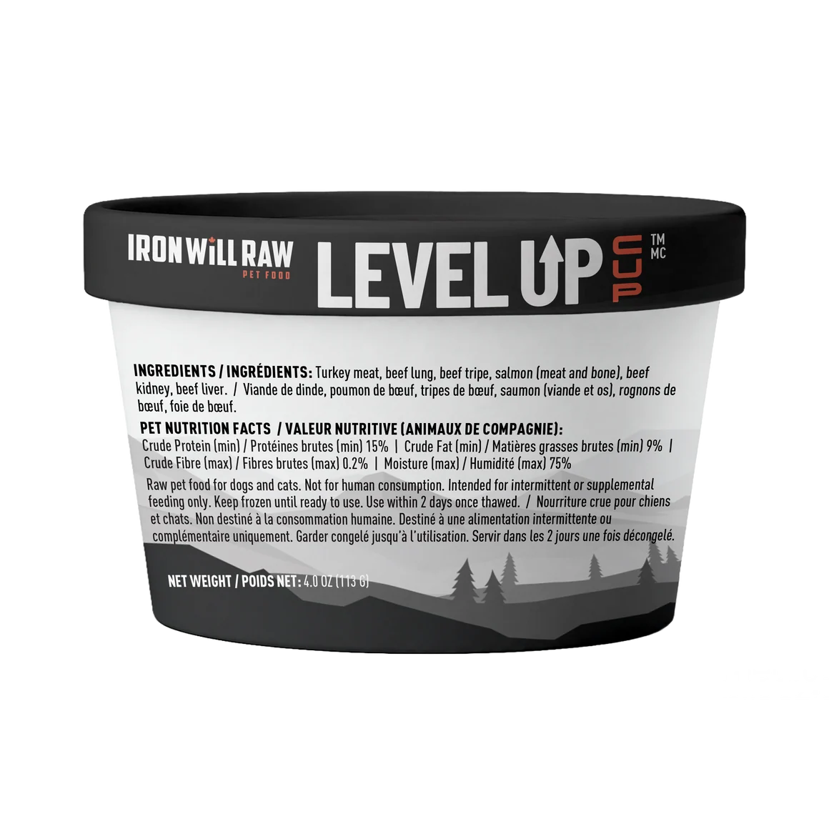 Iron Will Raw®🍁 Level Up Cup Turkey, Beef & Salmon in Natural Juices for Dogs & Cats 4oz