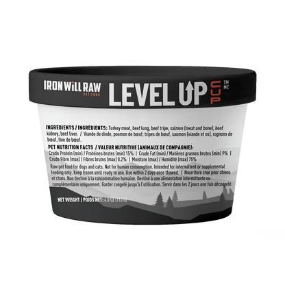 Iron Will Raw®🍁 Level Up Cup Turkey, Beef & Salmon in Natural Juices for Dogs & Cats 4oz