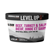 Iron Will Raw®🍁 Level Up Cup Turkey, Beef & Salmon in Natural Juices for Dogs & Cats 4oz