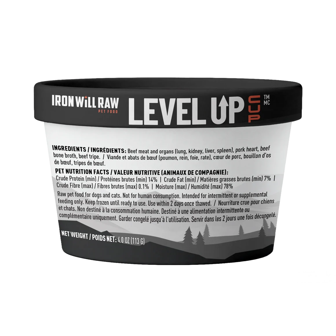 Iron Will Raw® 🍁Level Up Cup Beef & Pork in Bone Broth for Dogs & Cats  4oz