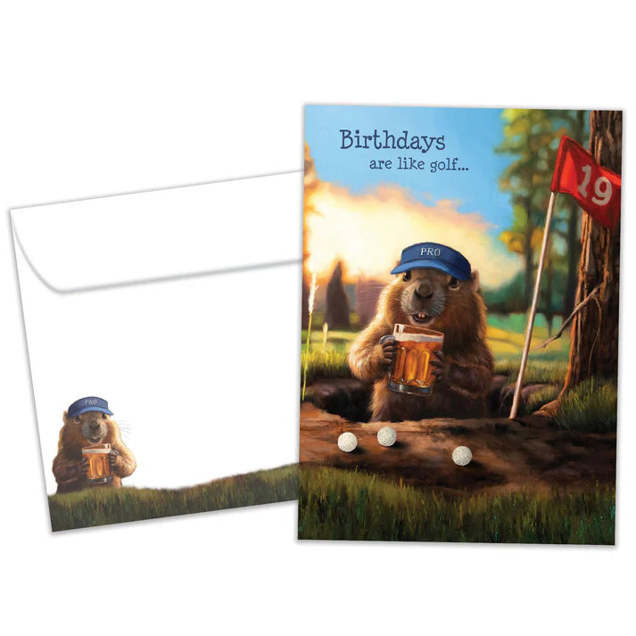 Tree Free Greetings🍁 Groundhog Golf Birthday Card