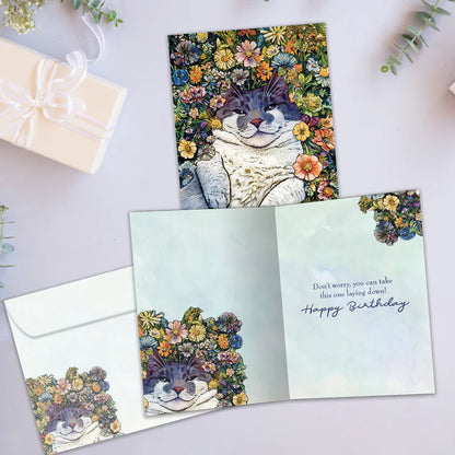 Tree Free Greetings 🍁Floral Cat Birthday Card