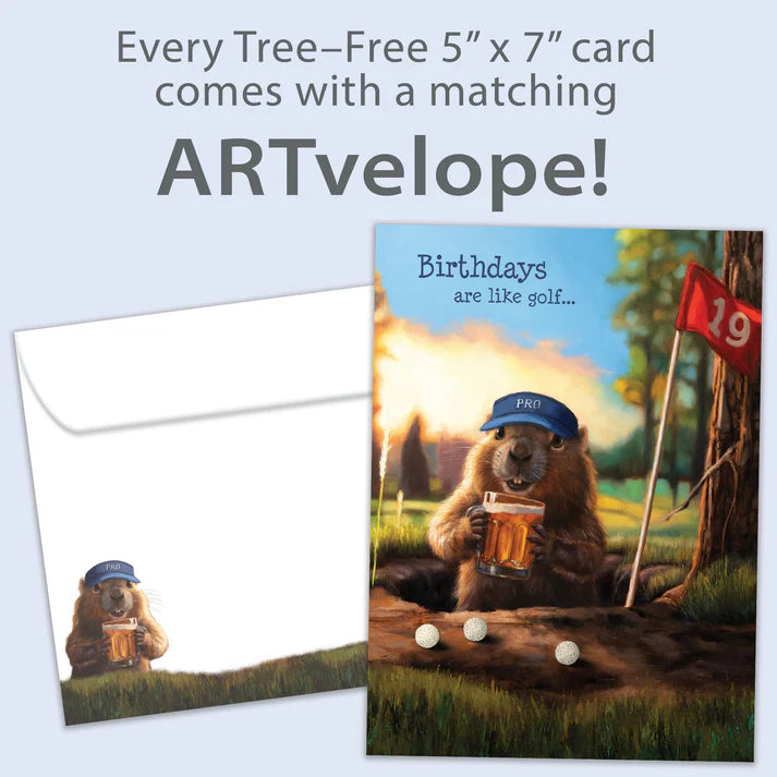 Tree Free Greetings🍁 Groundhog Golf Birthday Card