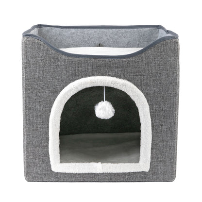 Brookbrand 🍁Grey Bunk Bed Cat Cave with Scratcher