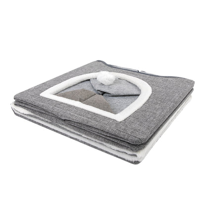 Brookbrand 🍁Grey Bunk Bed Cat Cave with Scratcher