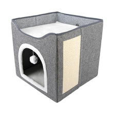 Brookbrand 🍁Grey Bunk Bed Cat Cave with Scratcher