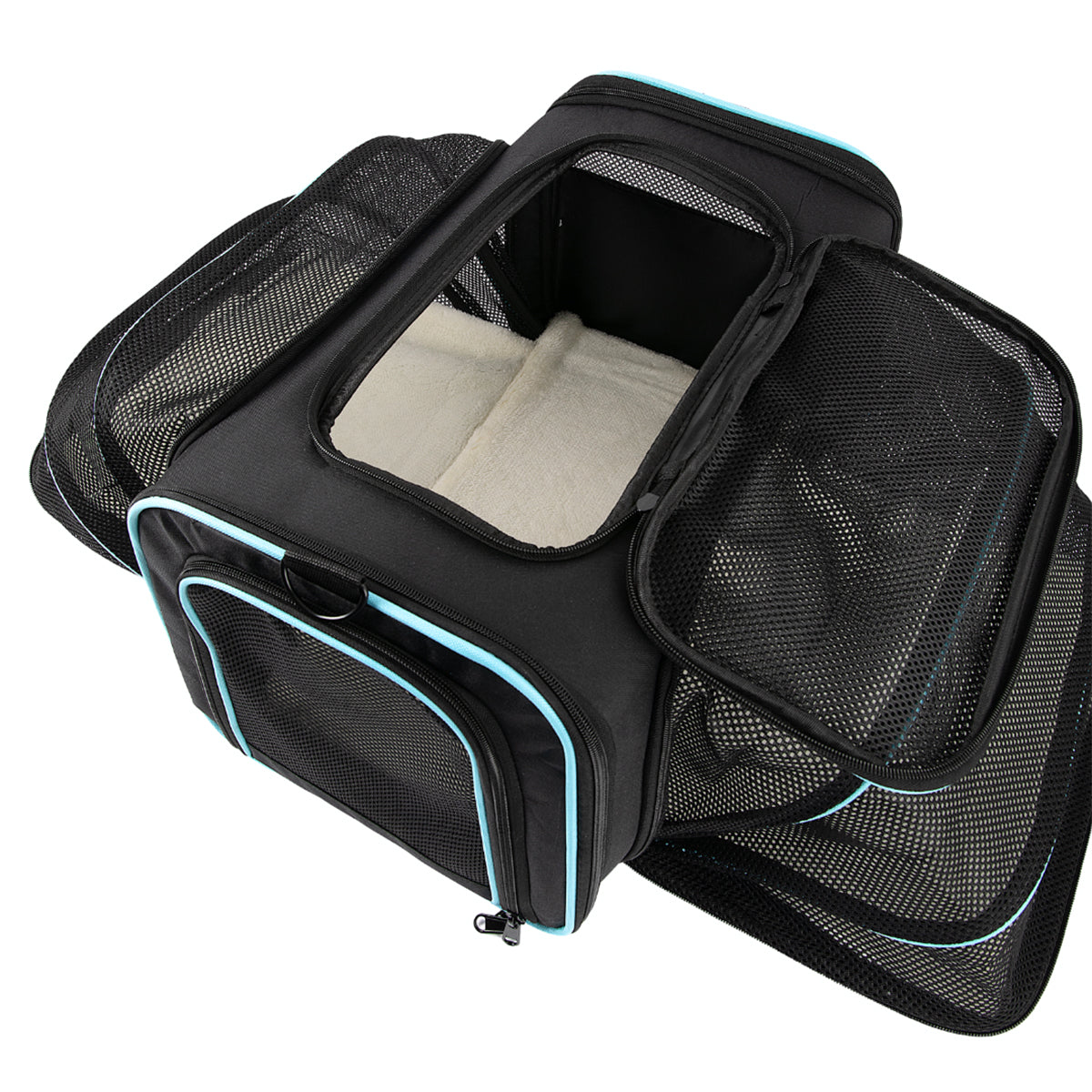 Brookbrand Blue & Black Foldable Soft Pet Carrier