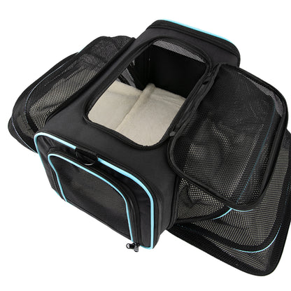 Brookbrand Blue & Black Foldable Soft Pet Carrier
