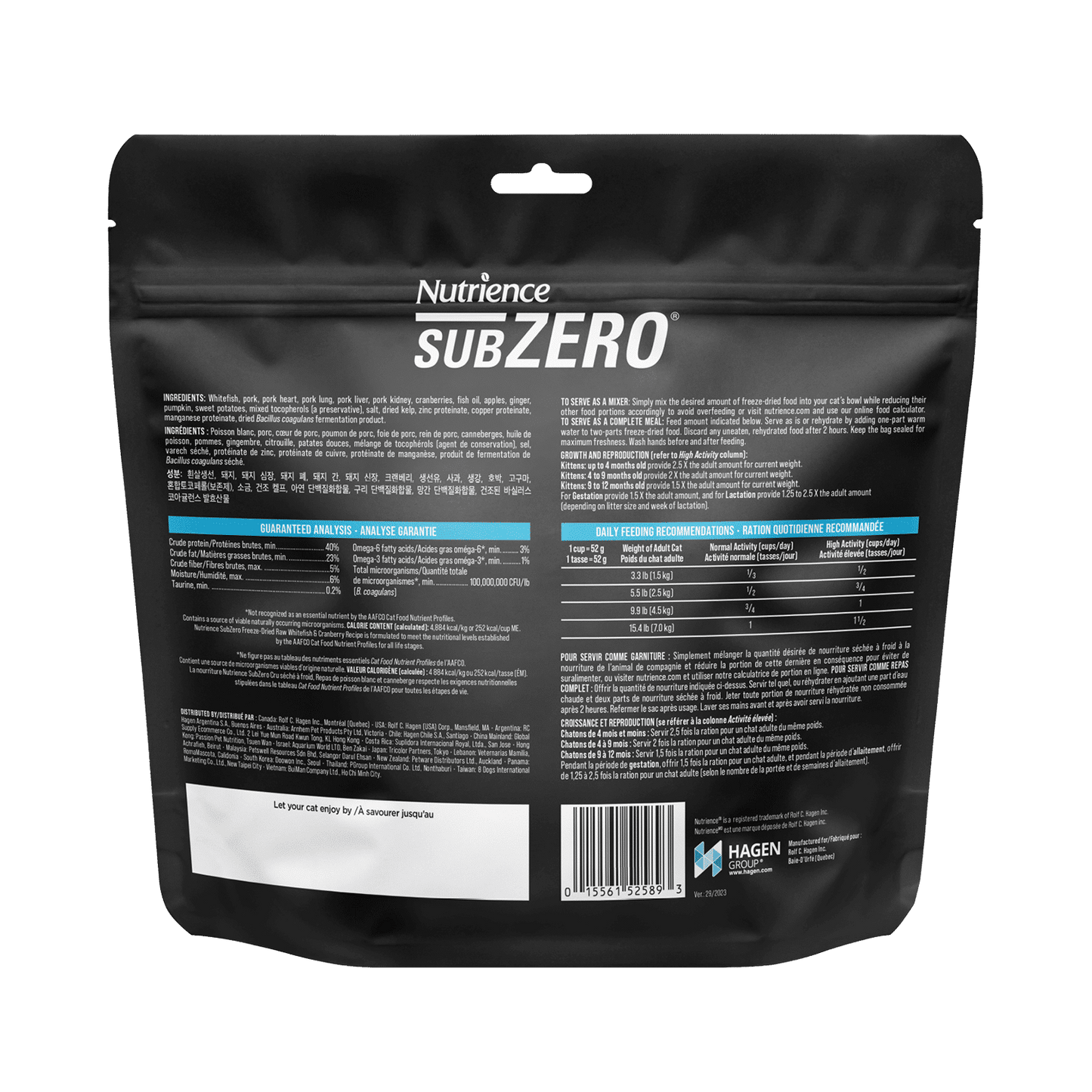 Nutrience 🍁SubZero Whitefish & Cranberry Freeze Dried Cat Food