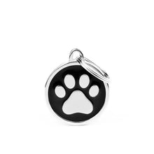 My Family Black Classic Circle Paw- Engravable ID Tag