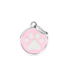 My Family Pink Classic Circle Paw- Engravable ID Tag