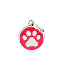 My Family Red Classic Circle Paw - Engravable ID Tag