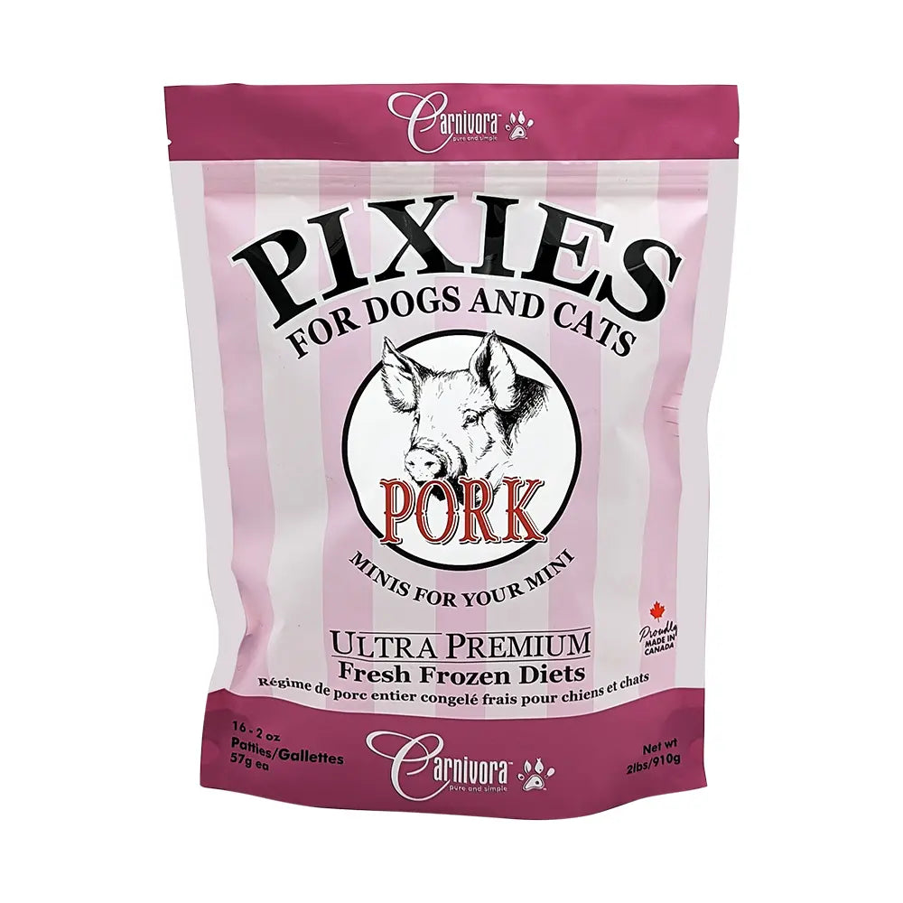 Carnivora 🍁 Pork Pixies for Dogs & Cats 2lb/2oz Patties