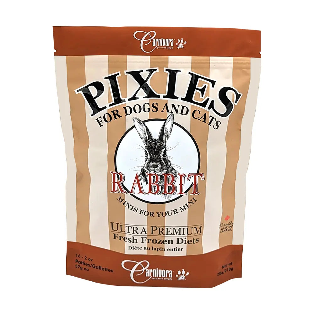 Carnivora 🍁 Rabbit Pixies for Dogs & Cats 2lb/2oz Patties