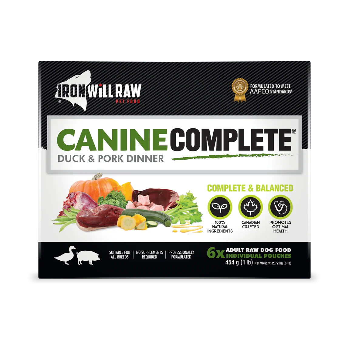 Iron Will Raw 🍁Canine Complete Duck and Pork Dinner 6lb