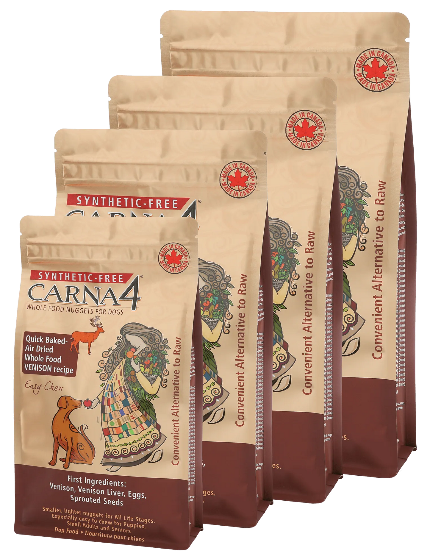 Carna4 🍁Venison Quick Baked-Air Dried Whole Food Nuggets for Dogs