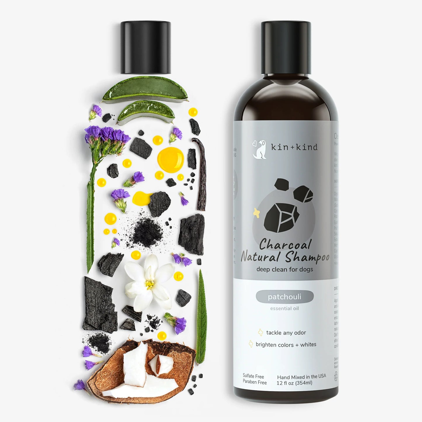 Kin+Kind Charcoal Shampoo - Patchouli 12oz