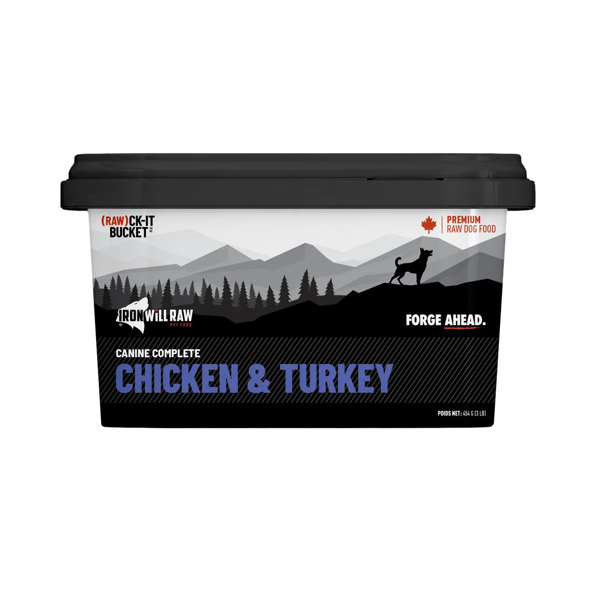 Iron Will Raw® 🍁(RAW)ck-It Bucket Chicken & Turkey Frozen Dog Food 3lb