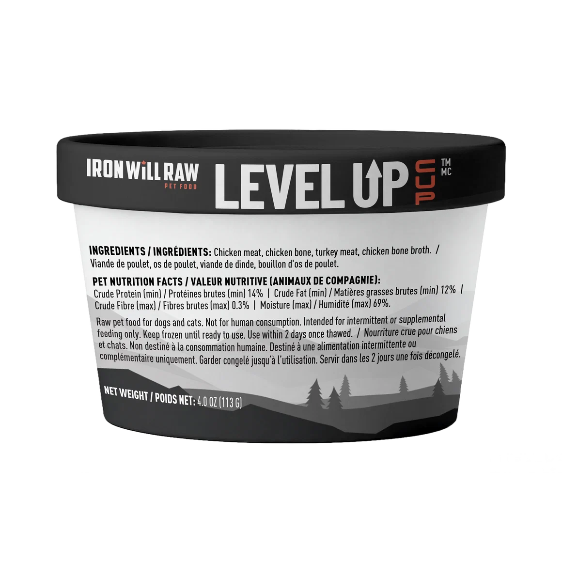 Iron Will Raw® 🍁Level Up Cup Chicken & Turkey in Bone Broth for Dogs & Cats 4oz