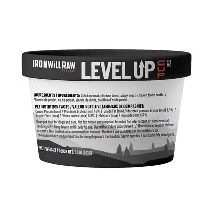 Iron Will Raw® 🍁Level Up Cup Chicken & Turkey in Bone Broth for Dogs & Cats 4oz