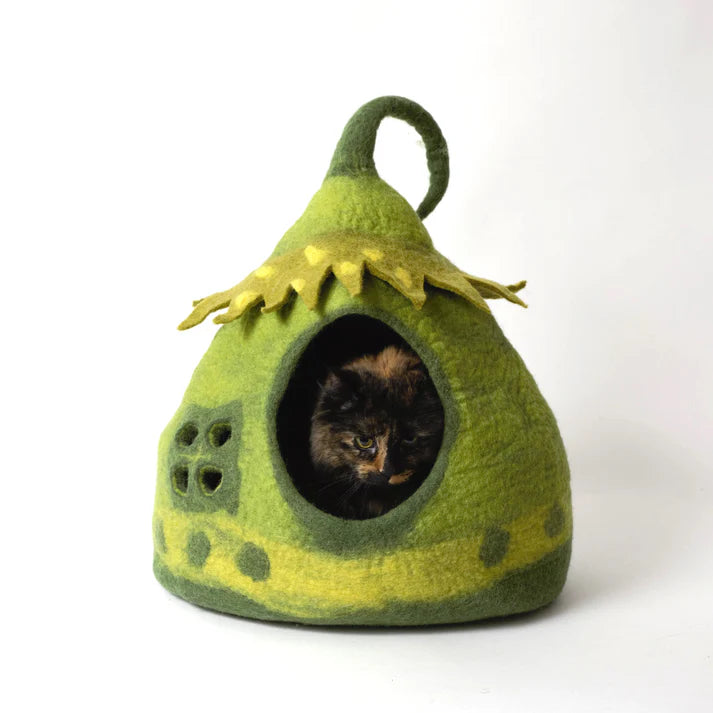 Karma Cat Wool Felt Fairy House Green