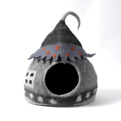 Karma Cat Wool Felt Fairy House Grey