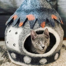 Karma Cat Wool Felt Fairy House Grey
