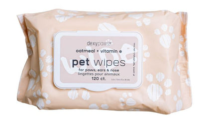 DexyPaws🍁 Paws, Ears & Nose Oatmeal & Vitamin E  Pet Wipes 120 Ct