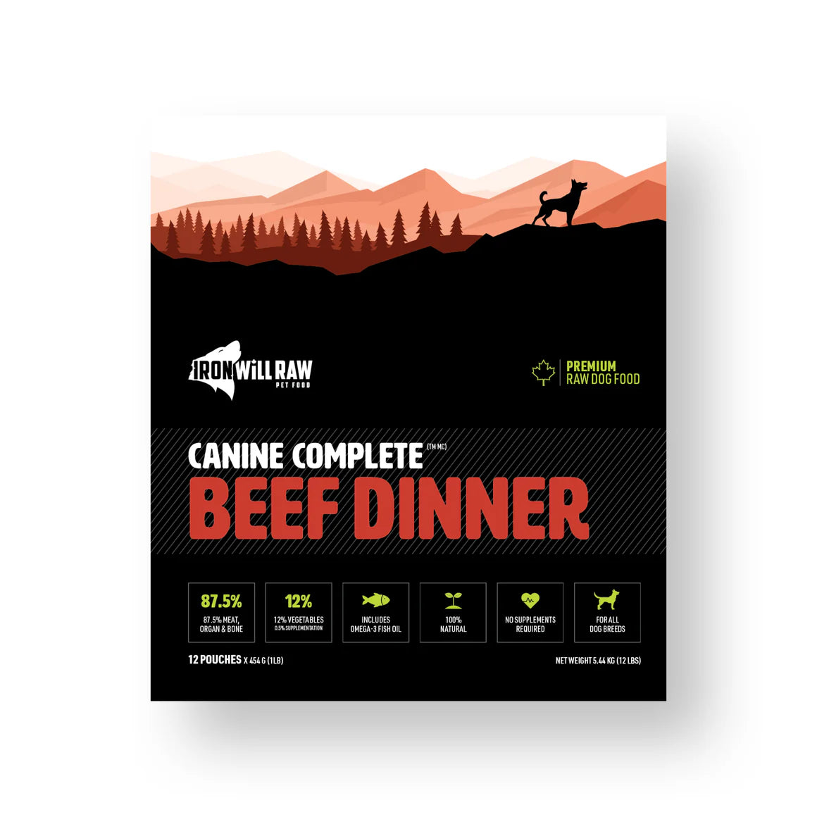 Iron Will Raw 🍁Canine Complete Beef Dinner 12lb
