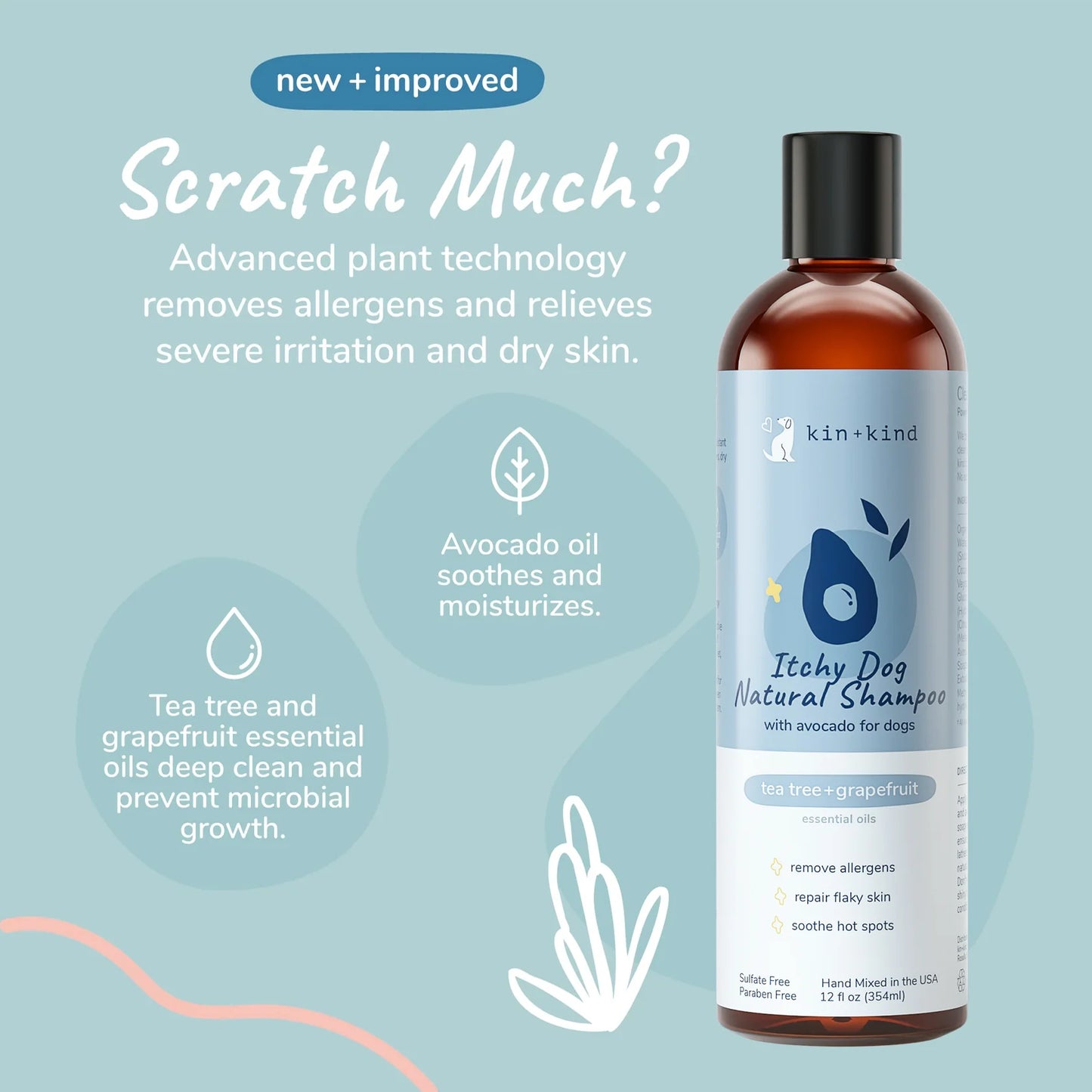 Kin+Kind Itchy Dog Shampoo - Tea Tree & Grapefruit 12oz