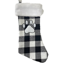 SPOT White/Grey Plaid Pawprint Pet Stocking