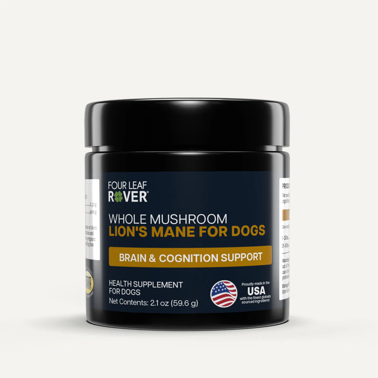 Four Leaf Rover Lion's Mane Organic Mushroom Extract - 60 Day Large Dog Supply 1.2oz