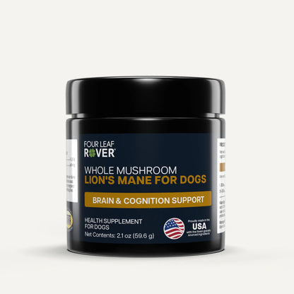 Four Leaf Rover Lion's Mane Organic Mushroom Extract - 60 Day Large Dog Supply 1.2oz