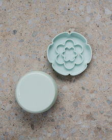 Dexypaws Sage Green Raised Ceramic Cat Bowl with Flower Slow Feeder