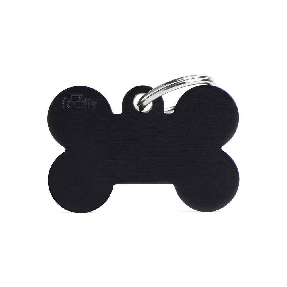 My Family Basic Bone Black  - Engravable ID Tag
