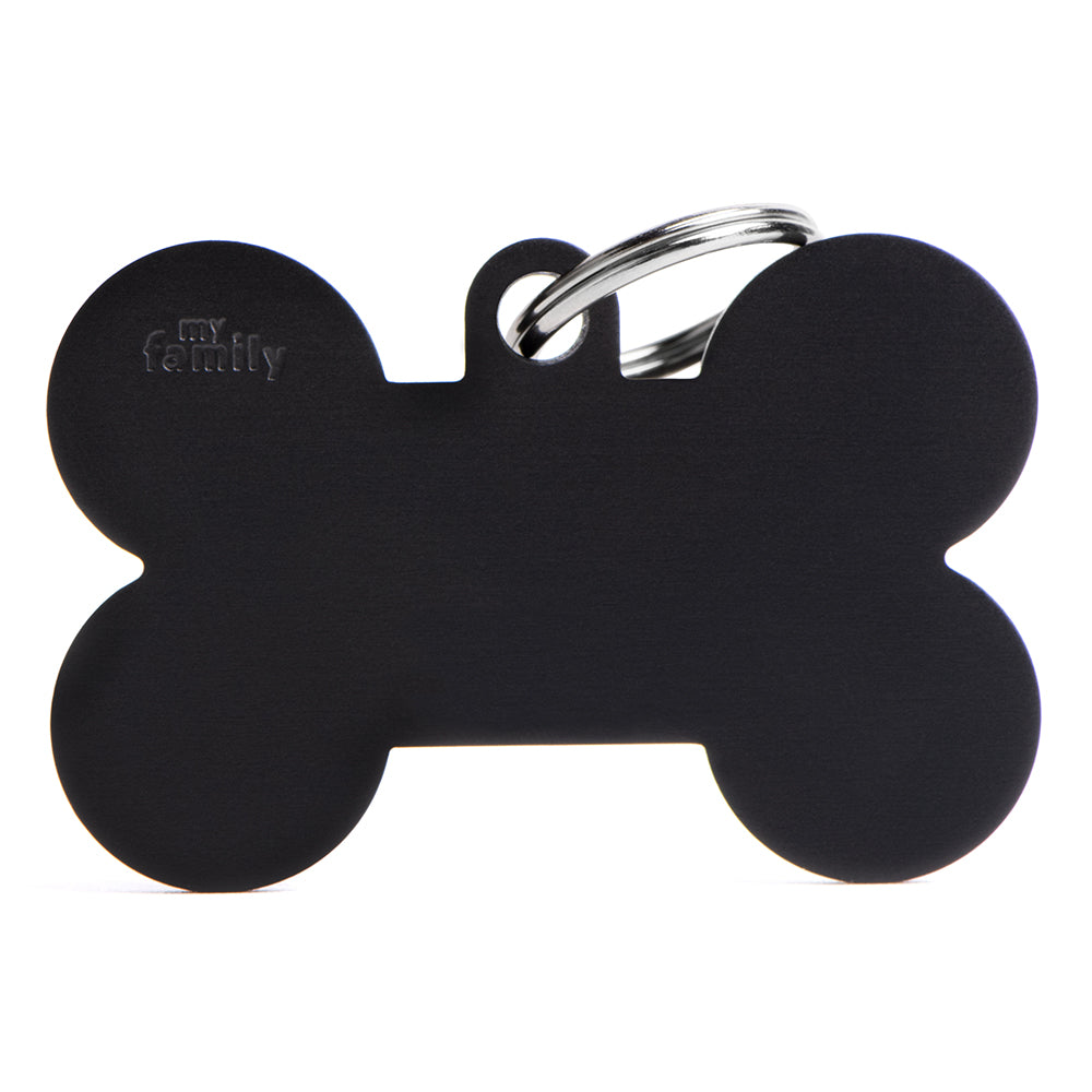 My Family Basic Bone Black  - Engravable ID Tag