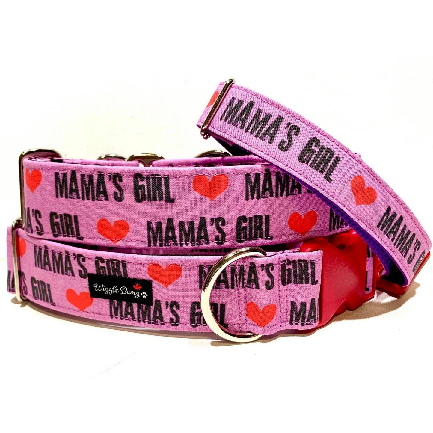 Wiggle Bumz 🍁 Mama's Girl Pink Martingale Dog Collar